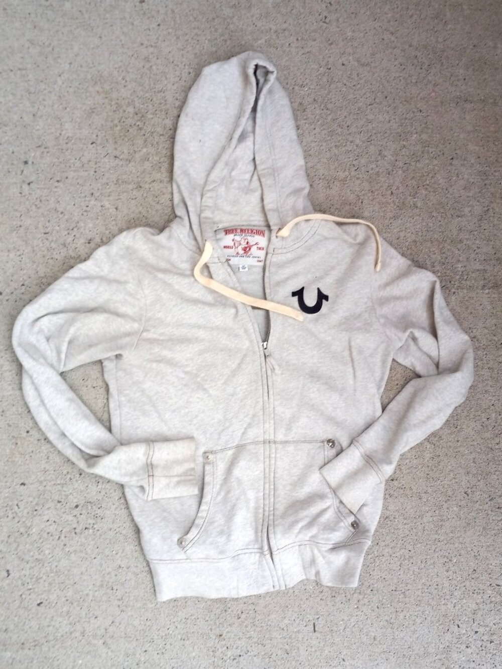 True Religion Gray Logo Hoodie S/P "World Tour", Budha Logo
